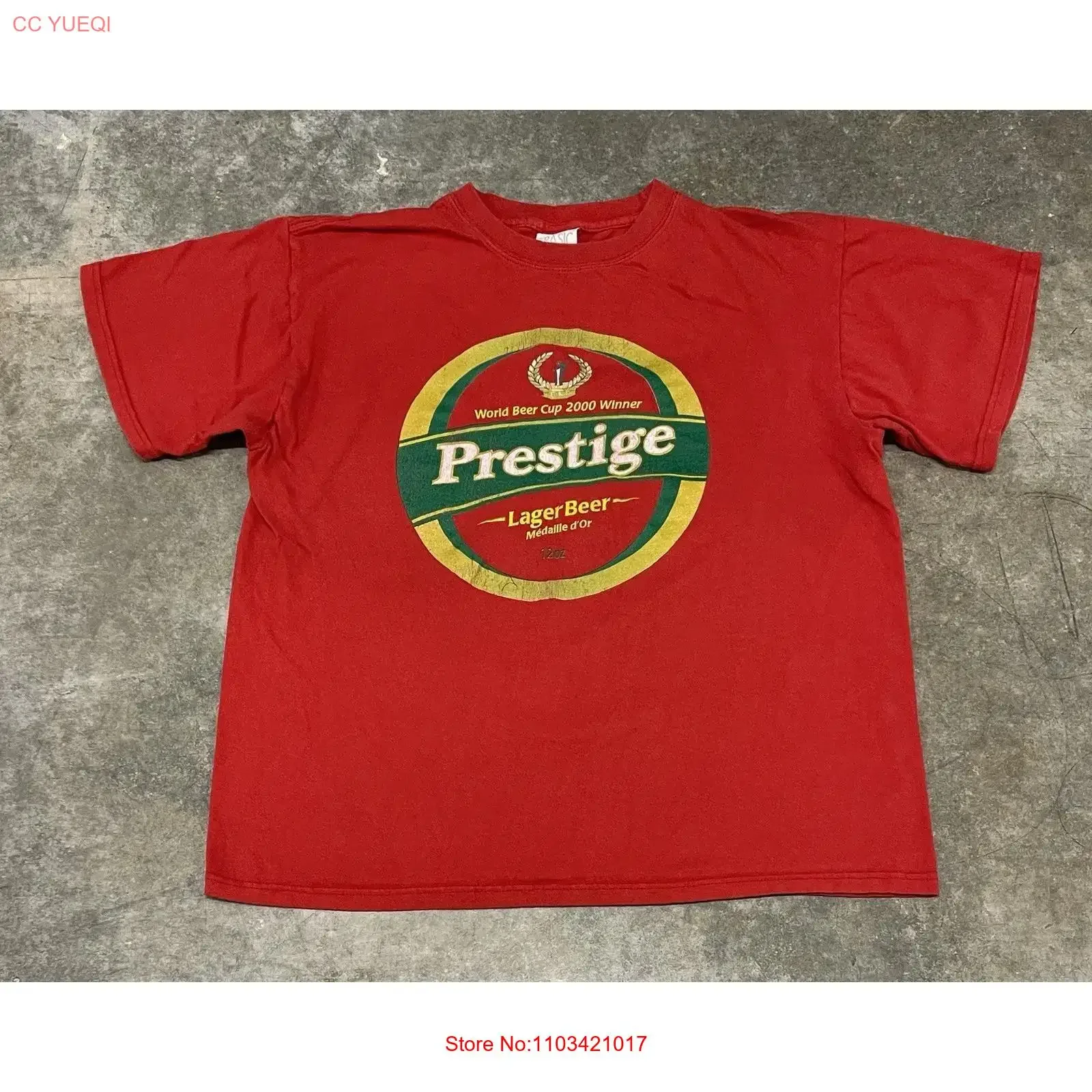 Винтажная футболка VTG Prestige Haiti Lager Beer красного цвета, мужская, размер X Large, с эффектом потертости, дышащая, универсальная, эластичная, модная, мягкая.