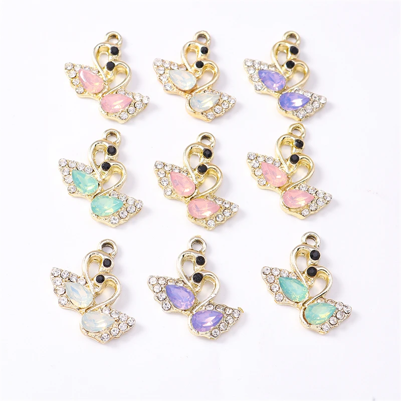

Duarte 20Pcs/Lot Delicate Crystal Animal Swan Charms Pendants for Jewelry Making Drop Earrings Necklaces DIY Crafts Accessories