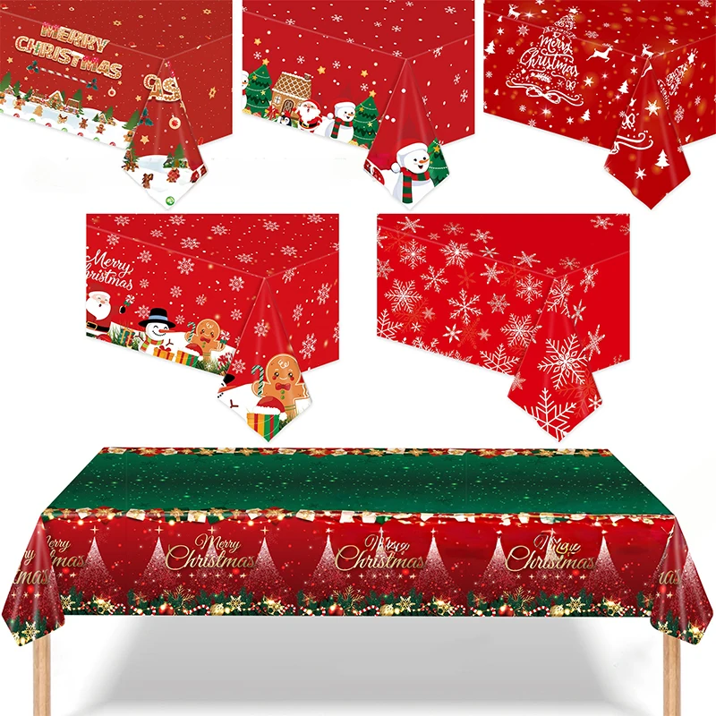 Fashion Christmas Tablecloth Merry Christmas Home Table Decoration Xmas Tablecloth Decor Disposable Table Cover Navidad Gifts