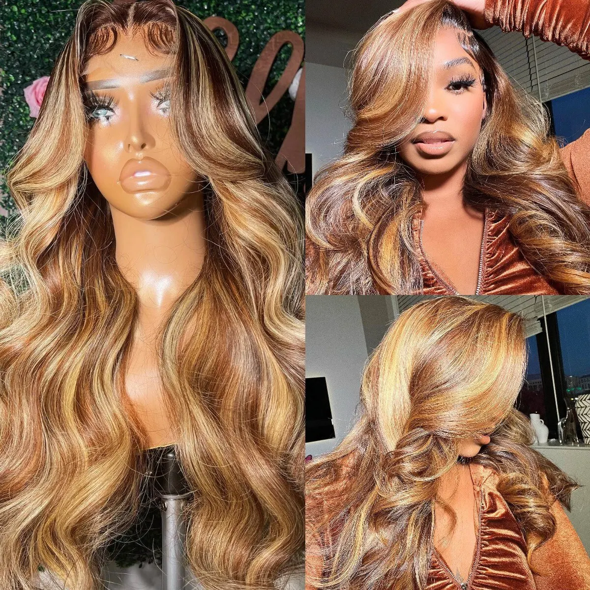 40 Inch 250% 13x6 Highlight Hd Lace Frontal Wig Human Hair Body Wave Colored Honey Blonde Lace Front Human Hair Wigs For Women