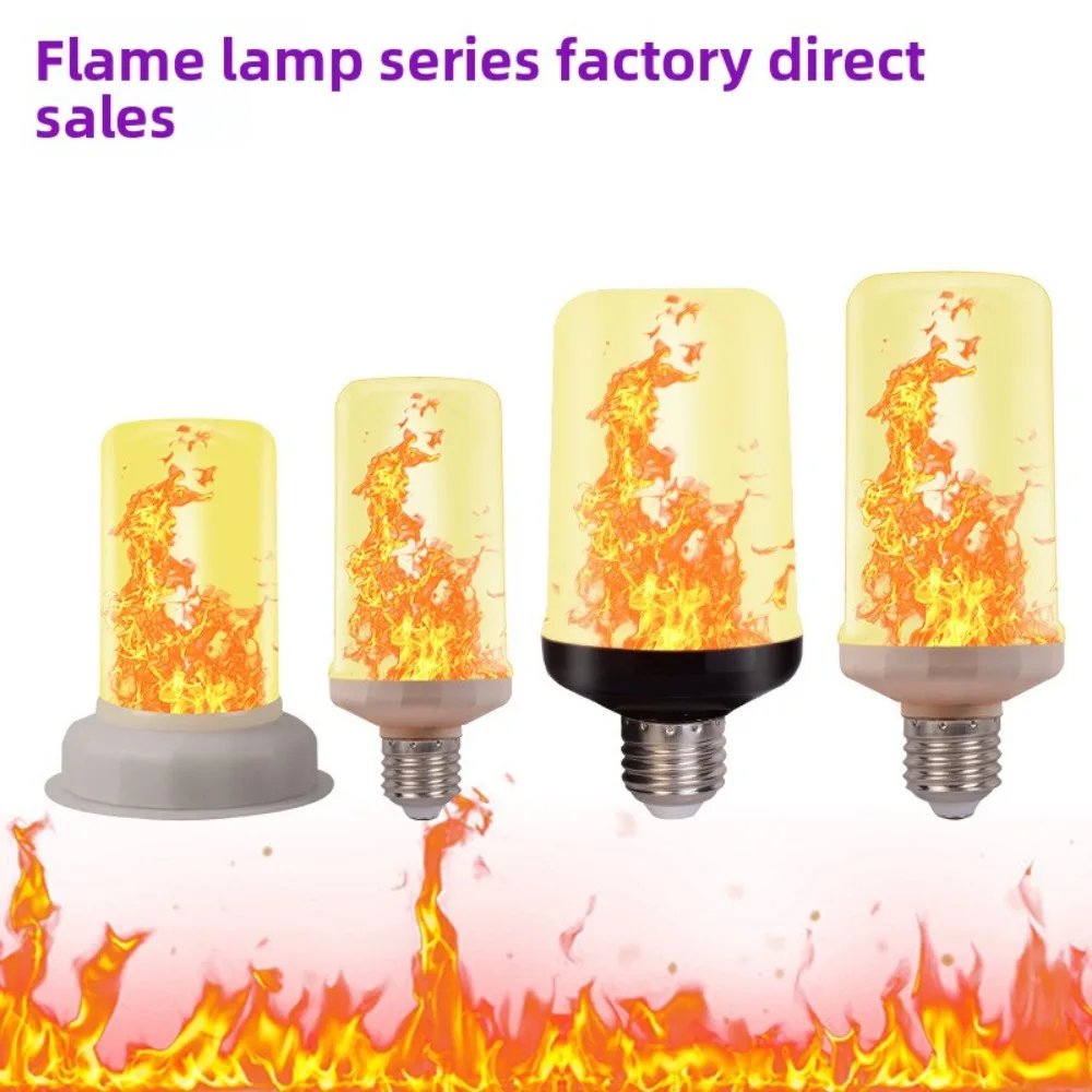 Lâmpada de chama LED com sensor de gravidade, três modos e luz amarela quente, base E27, chama simulada, personalização e atacado