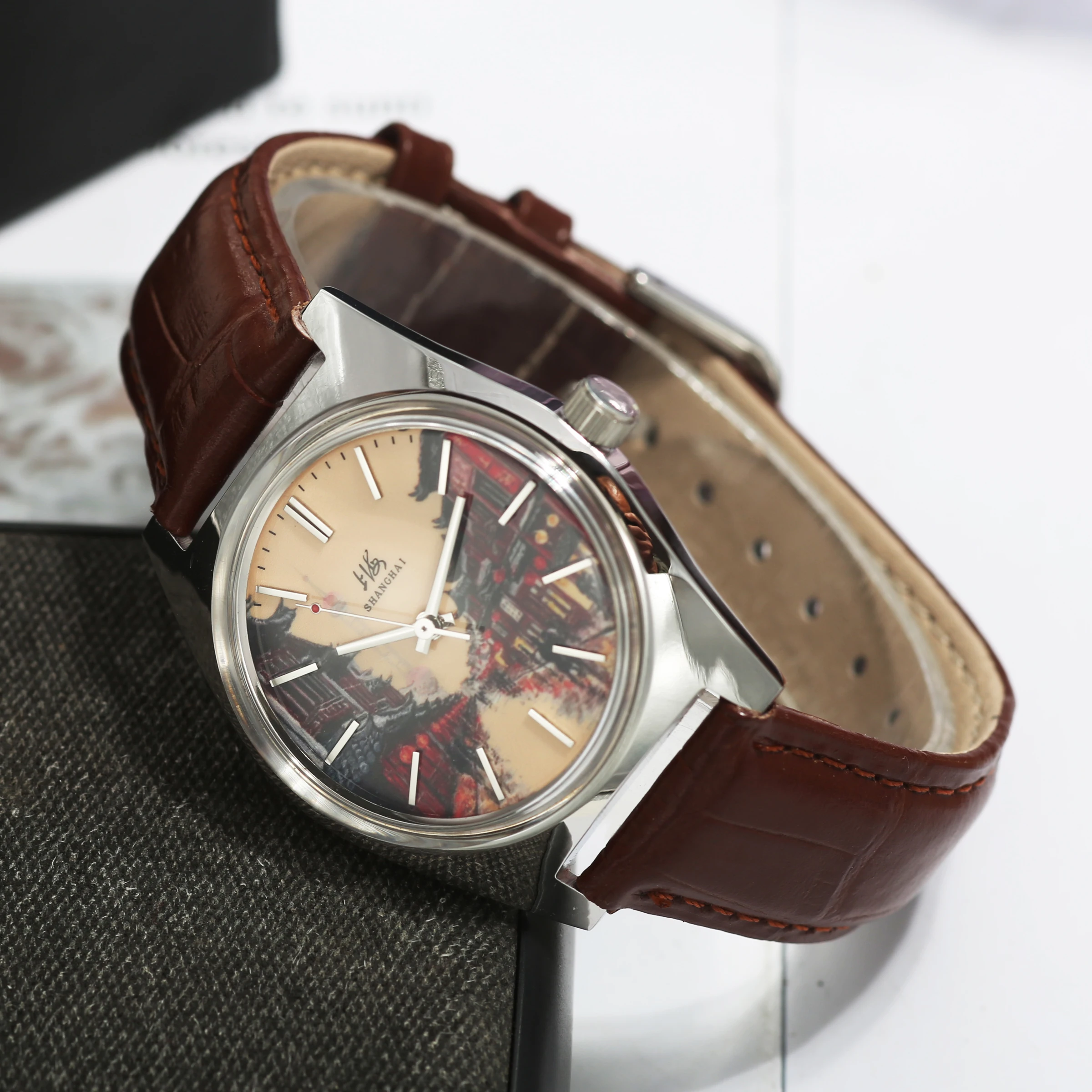 

36mm manual winding mechanical watch 7120 manual movement for men, Shanghai, waterproof retro classic style men's watch
