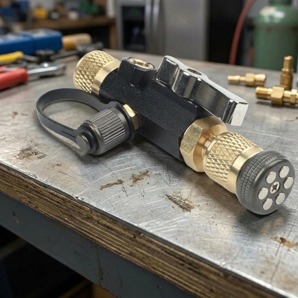 1/4 Inch Dual Function For HVAC Valve Core Tool with Magnetic Grip and Sight Glass for R22 Refrigeration Systems