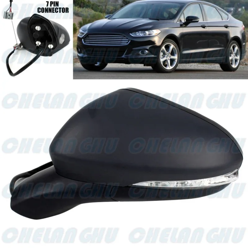 For Ford Fusion 2013 2014 2015 2016 US Version Left Side 7 Pins Primed Heated Power Adjust Puddle Light Mirror Assembly