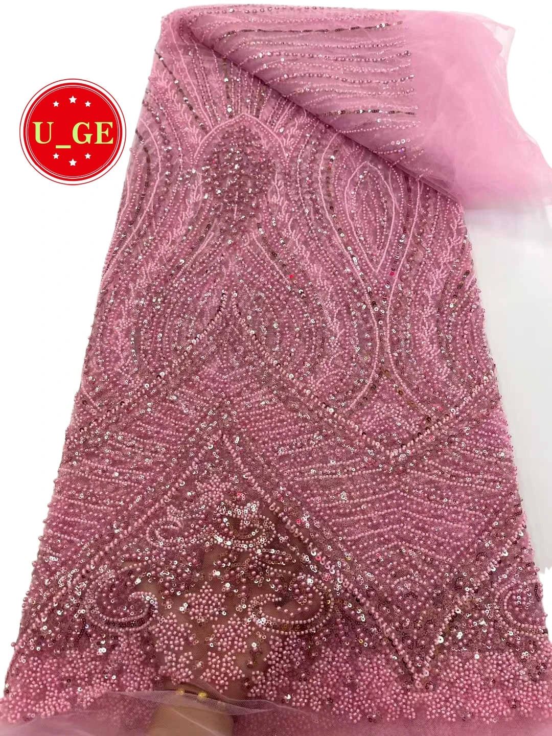 

2026Wholesale Elegant Embroidery Tulle Lace Fabric with Beads & Stones – High Quality for Wedding Evening DressesU_GE1985