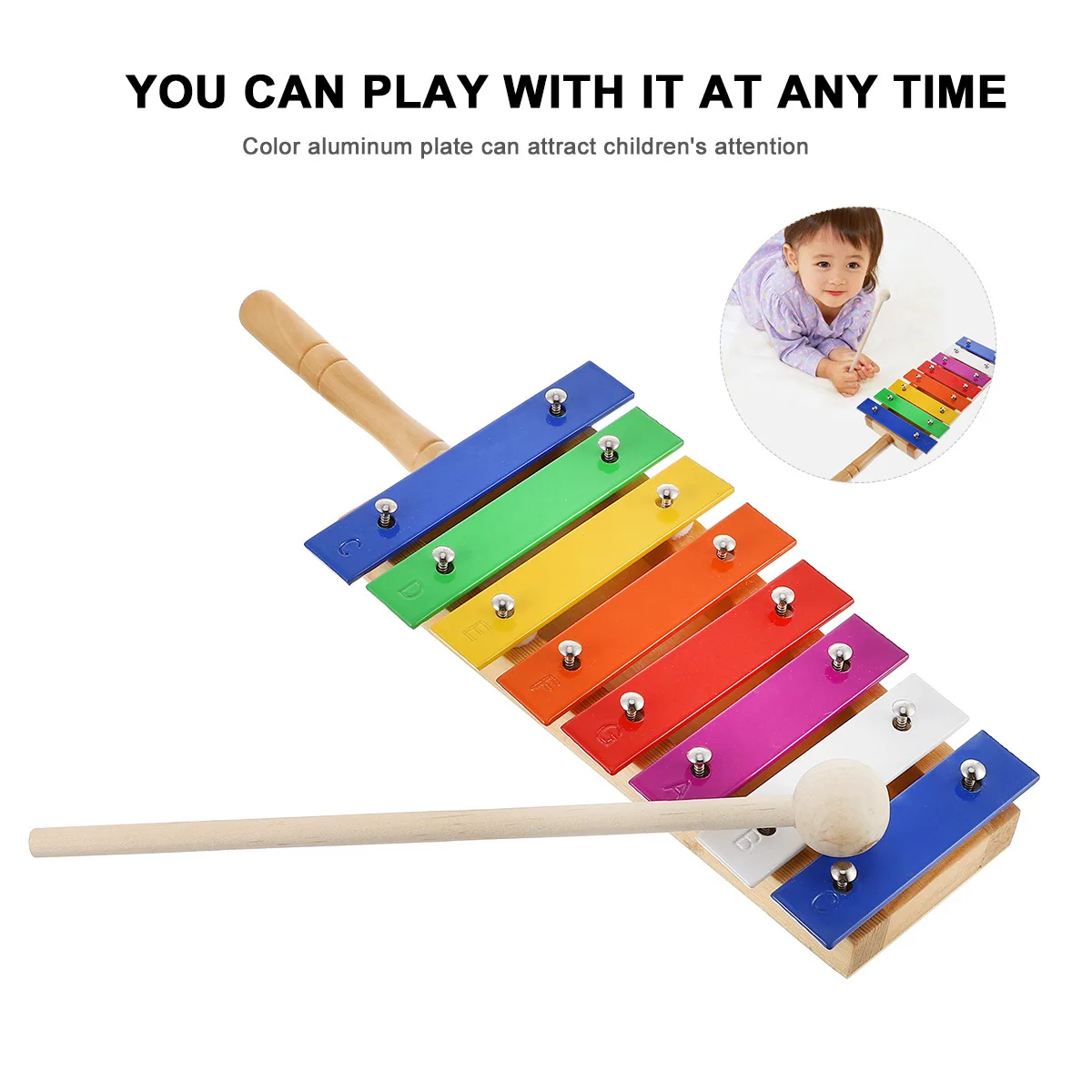 1 قطعة إكسيليفون خشبي للأطفال قرع 8-ملاحظة لوحات الألومنيوم الملونة آلة موسيقية تطوير التعليم المبكر #1