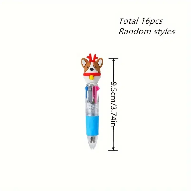 16pcs Mini Christmas Ballpoint Pens - Vibrant Assorted Designs, Soft Silicone Grip, Ergonomic for Office & Holiday Gifts