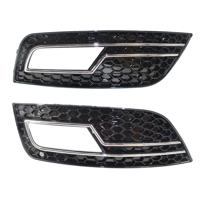 1Pair Car Front Fog Light Grill Cover For  A4LB9 S4 RS4 A4 B8.5 2012-2015 Honeycomb Grille