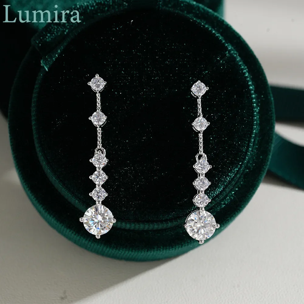 Lumia Elegant Women's Fashion Round Wrapped Tassel PT950 Platinum Hoop Earrings with 1 Carat D-Color Moissanite Ear Jewelry