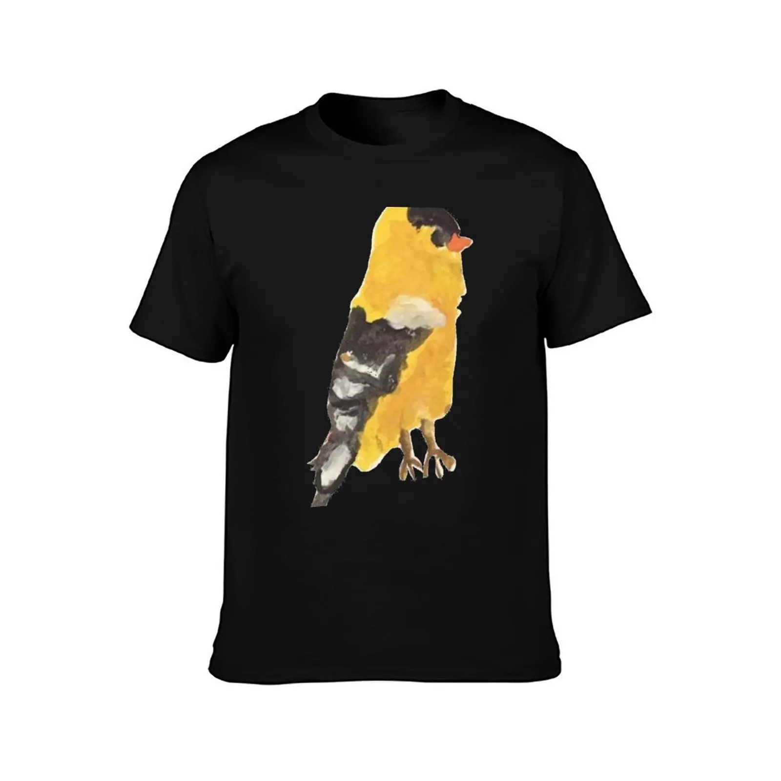 gold finch birb T-Shirt, Summer Casual Cotton Tee, Oversized Streetwear Tops, Vintage Graphic Print, Loose Fit Short Sleeve