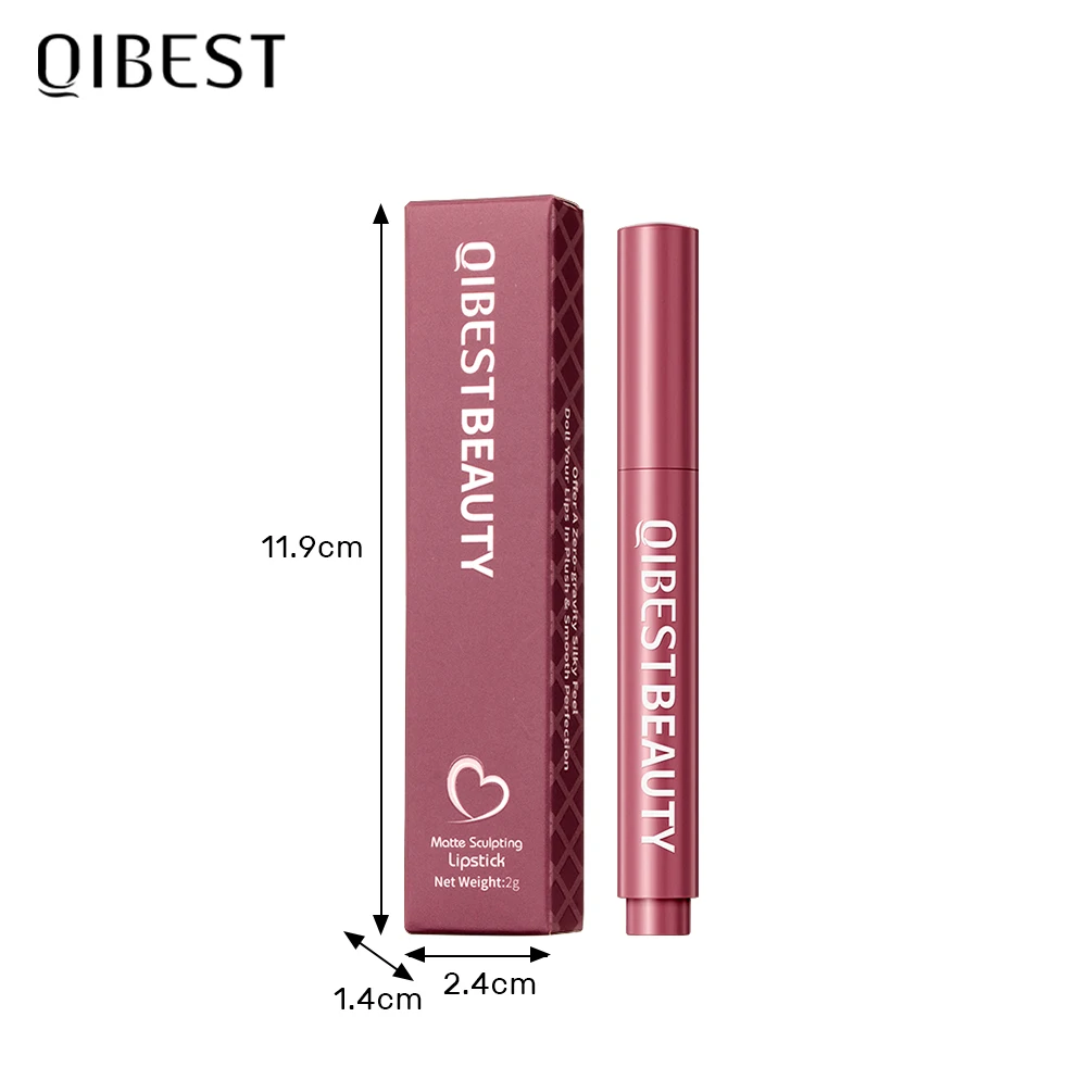 Qibest batom fosco de longa duração, hidratante, bálsamo labial, escultura, lápis, manchas labiais, maquiagem, delineador labial, cosméticos