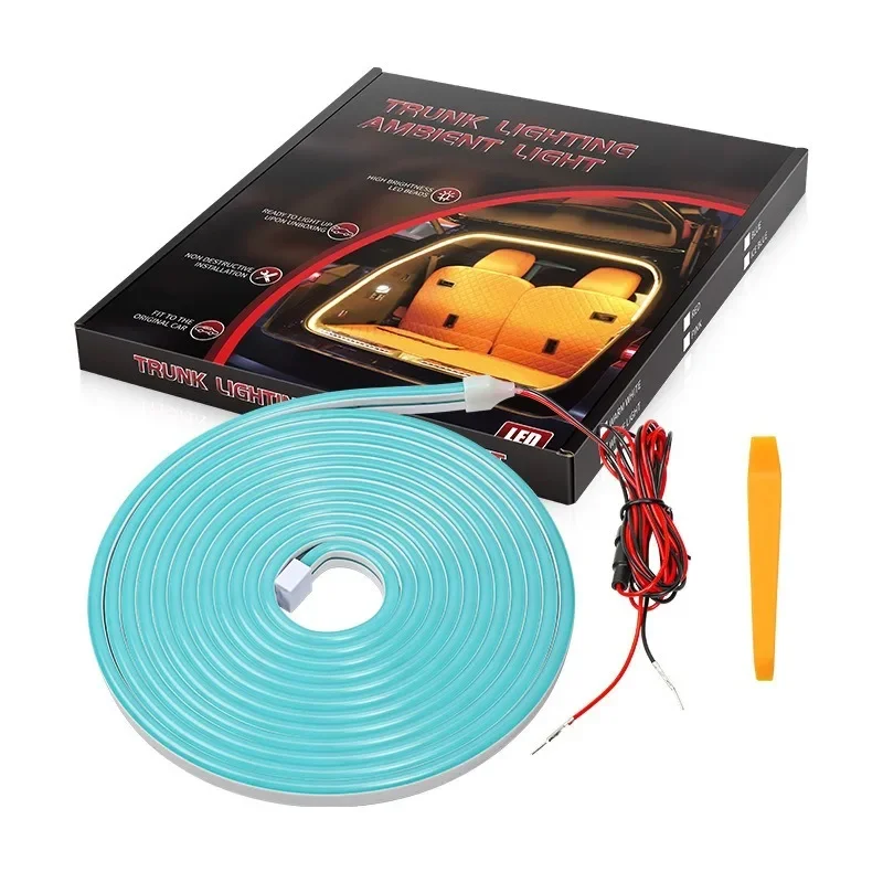 Lampu LED Strip Universal 4m Plug and Play untuk Bagasi Mobil, Penerangan Modifikasi Tahan Air Fleksibel 12V Baru