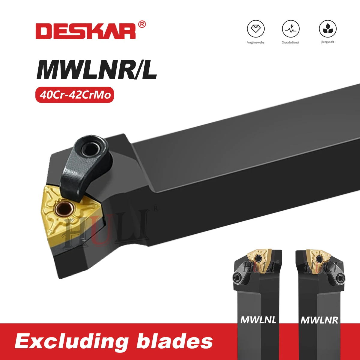 MWLNR1616H08 MWLNR2020K06/2020K08 MWLNR2525M08 MWLNL Series CNC Cylindrical Lathe Tool Holder Compatible With WNMG Series Blades