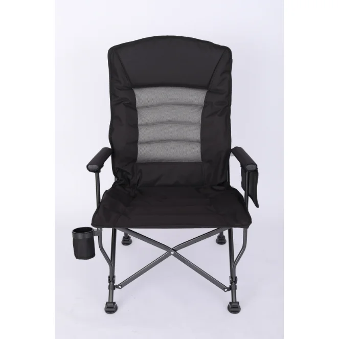 ENJOIN Durable Portable Steel Frame Camping Folding Chair High Back & Backrest Chair