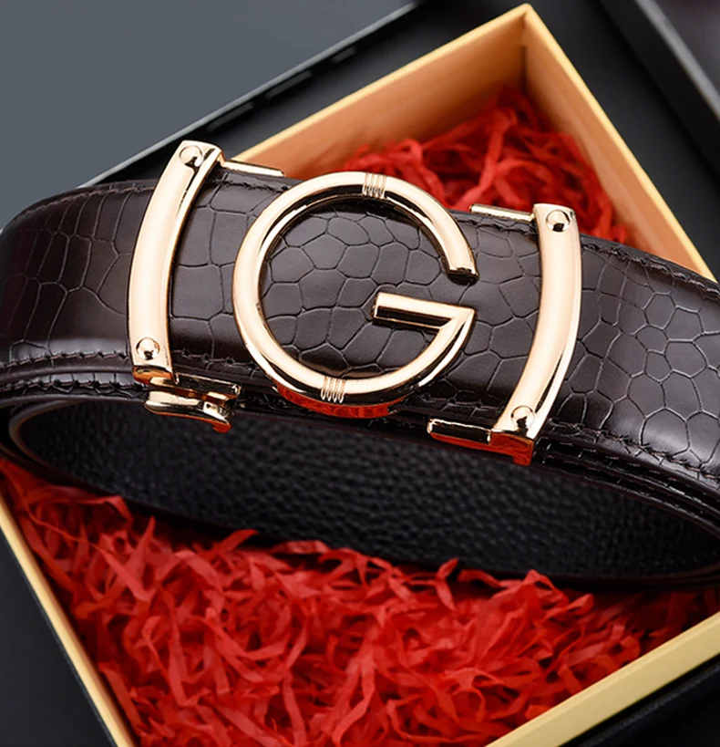 حزام رجالي بنمط تمساح ، إبزيم معدني ، إبزيم أوتوماتيكي ، بدلة عمل ، إكسسوارات جينز غير رسمية ، موضة