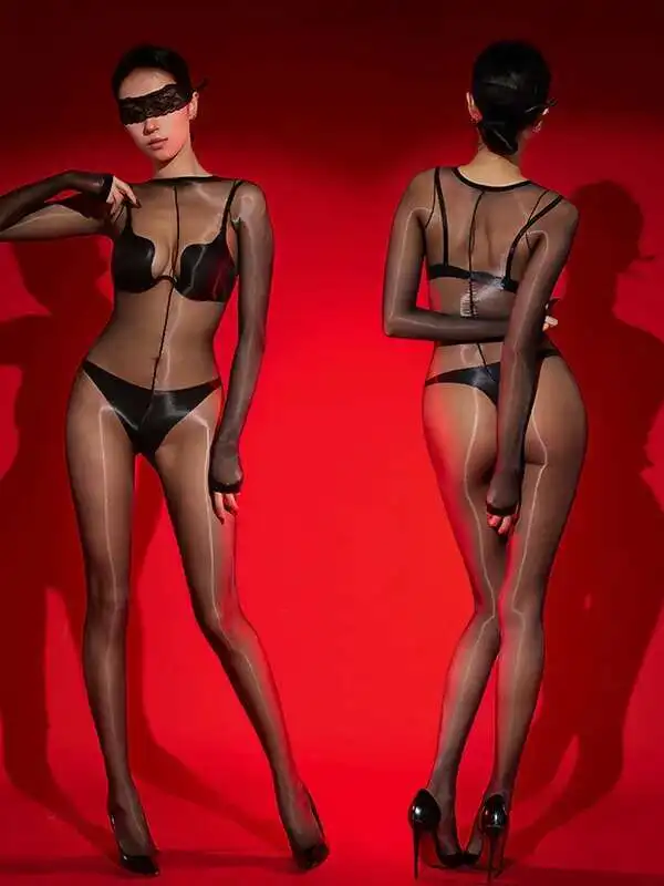 오로라 SM 점프 슈트 섹시한 오픈 가랑이 블랙 실크 초박형 투명 반짝 이는 로맨틱 여성 바디 슈트 패션 여성 탑 ZUQ8