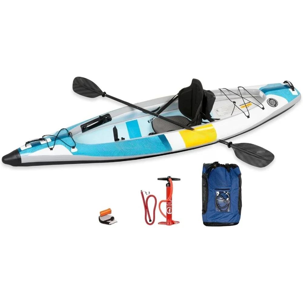 

EZLITE 10 Ultralight, All Woven, Drop Stitch, Rigid, High Performance, Easy Setup, 10' Solo Inflatable Kayak w/Backpack