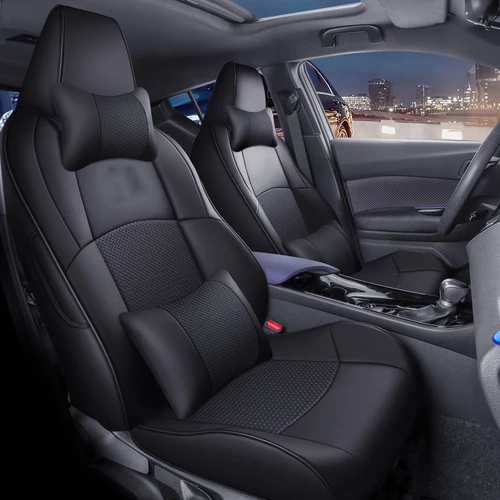 Toyota chr 2018, 2019, 2020, 2021, 2022, 2023, 2024,用の革製カーシートカバー,完全なセット