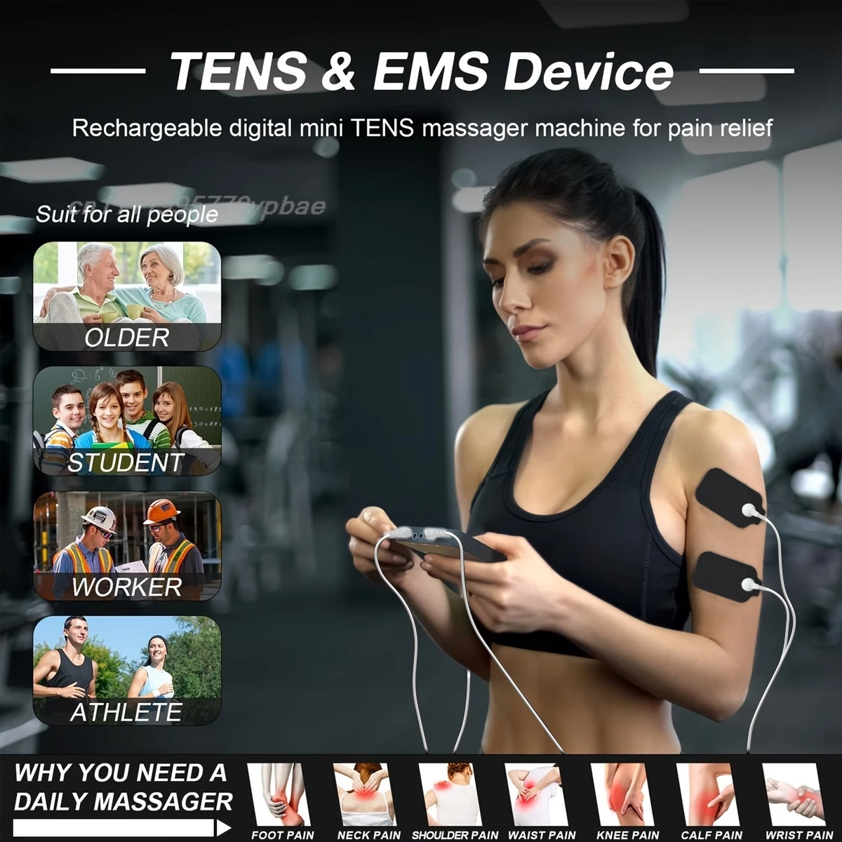 EMS Muscle Stimulator Masajeador TENS 16 Modes Dual Channel Portable Pulse Home Office Deep Body Care EMS Muscle Stimulator