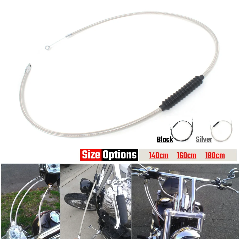 Motorcycle Braided Clutch Cable Hand Control Wire Wolfram Steel 140-180CM For Harley XL Softail Heritage Road King Custom