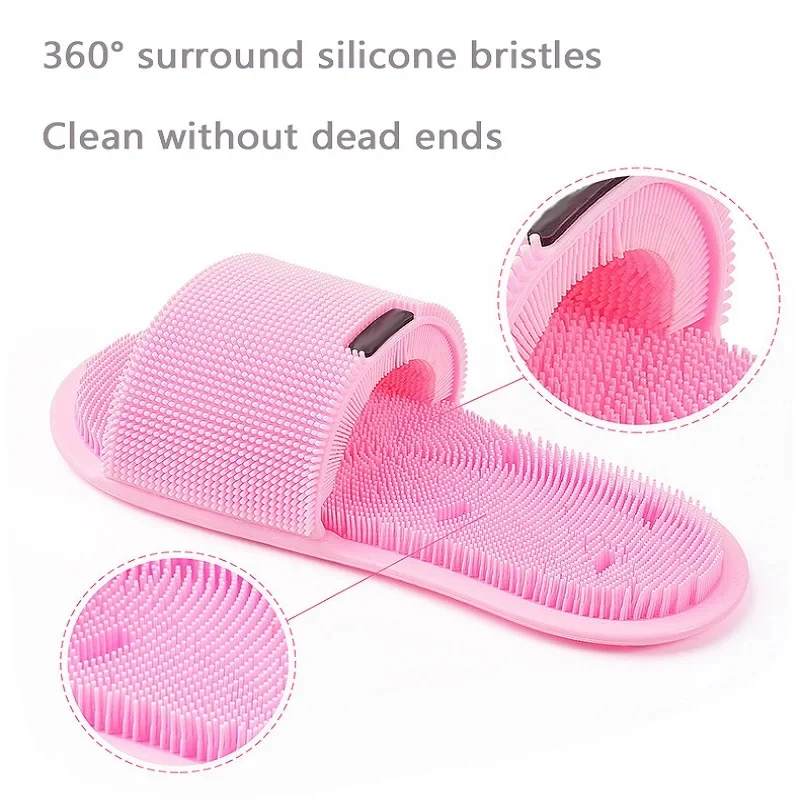 Shower Foot Scrubber Massager Cleaner Silicone Magic Foot Washing Slippers Spa Exfoliating Washer Bathroom Bath Foot Brushes