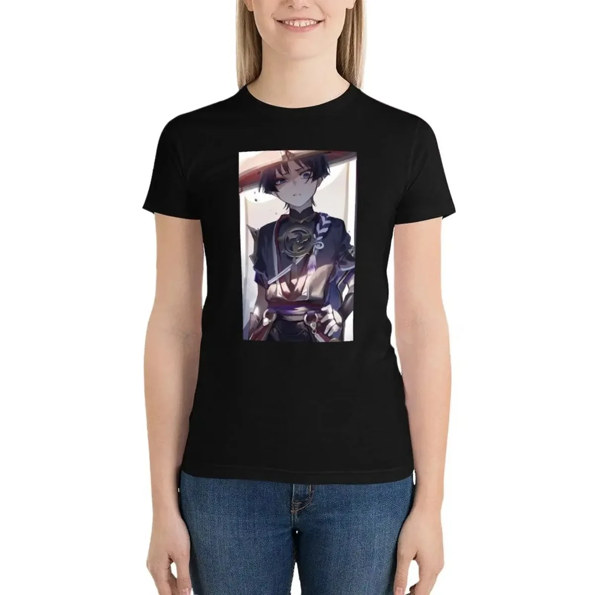 Wanderer Printed Women T-shirt Hat Guy Genshin Impact Short Sleeve T-Shirt Female Casual O-Neck Women's Clothes Top Streetwear
