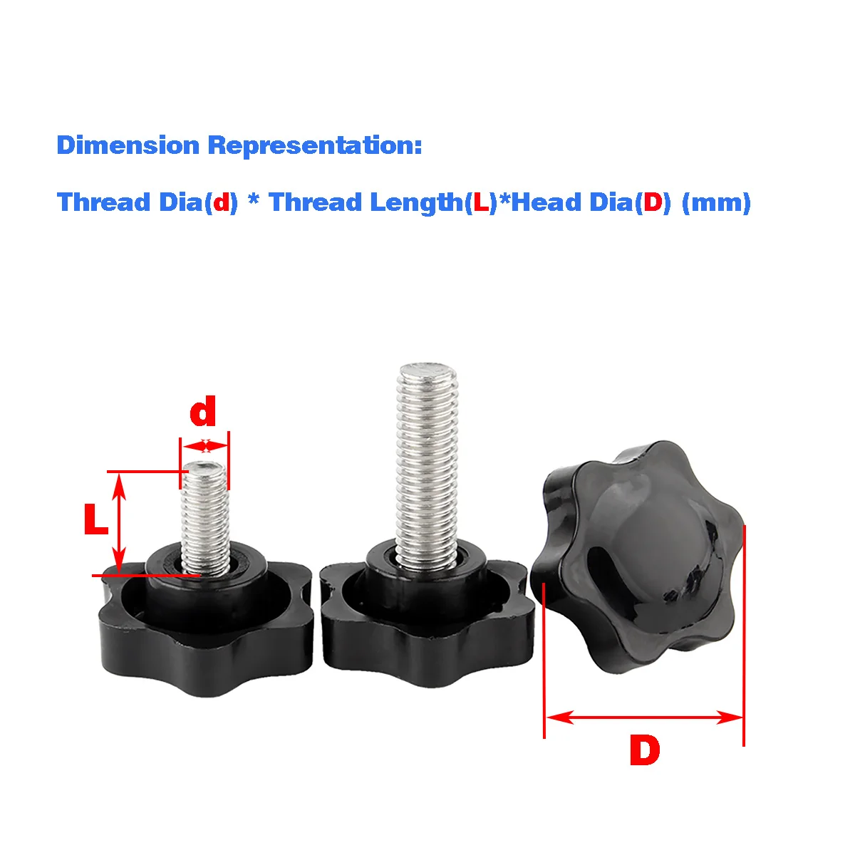 

304 SS Torx Handle Screw, Plastic Star Handle Bolt, Hand Screw M4-M10