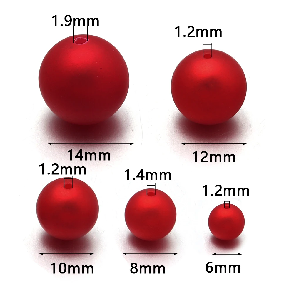 6/8/10/12/14mm Red Color ABS Pearls Beads Half-hole Matte Loose Beads Handmade DIY Ornament Making Bracelet Decor Accessories