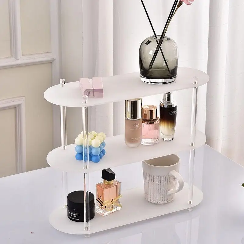 Simple Luxury Acrylic Transparent 3-layer Cd Storage Rack Desktop Storage Cosmetics Cups Props Perfume Display Rack CD Racks ins