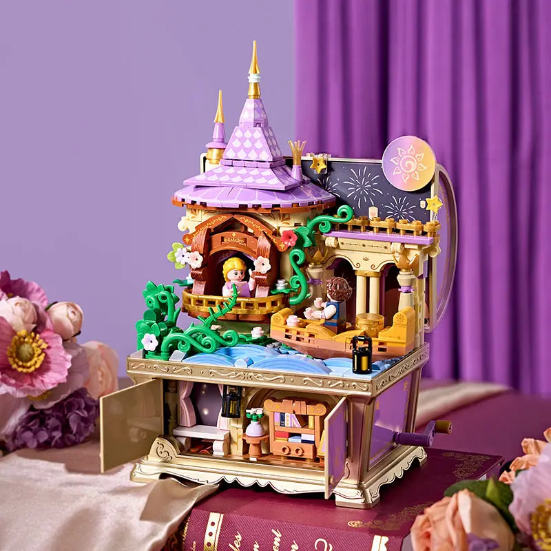 Fairy Tale Series Building Blocks Music Treasure Box Assembling Toy Model Kawaii Girl Birthday Gift Building Blocks Toys view 5