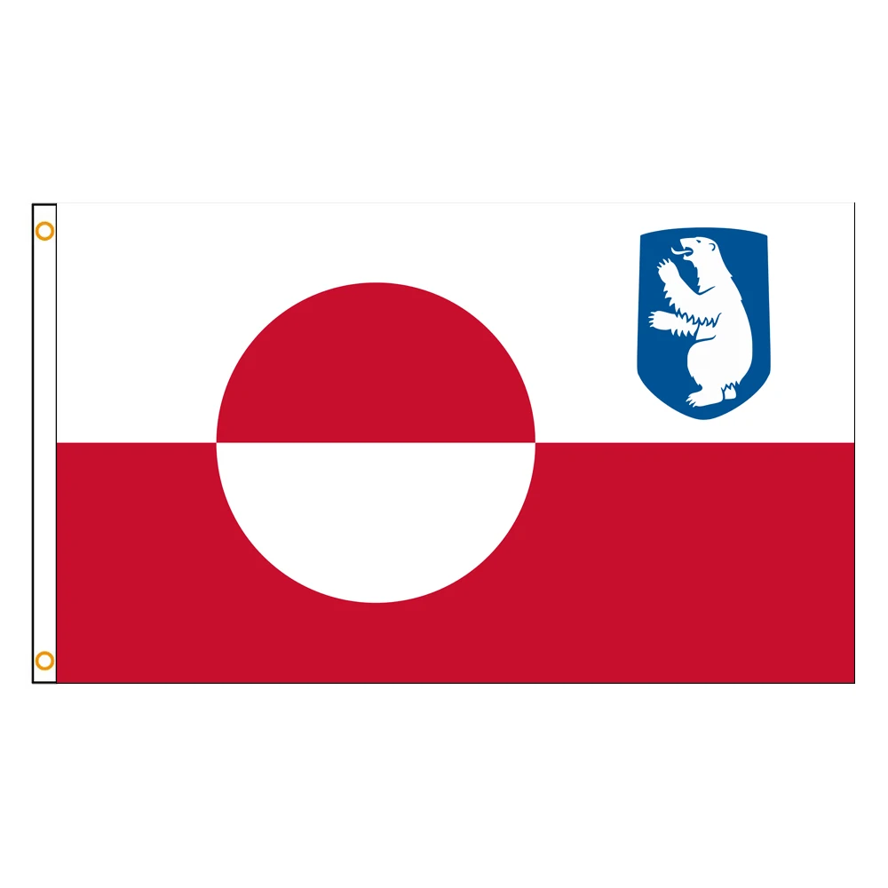 3x5 Ft Greenland Flag Vivid Color and Fade proof Kalaallit Nunaat Grønland Denmark Flags Polyester with Brass Grommets 3 X 5 Ft