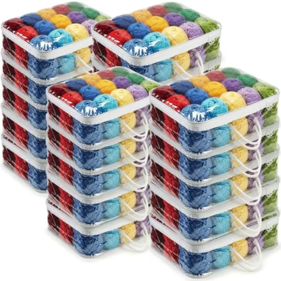 

Shinylin 20 Pack Clear Yarn Storage Bags Bulk 12 x 16 x 4 Inches Yarn Storage Organizer Tote Bag for Knitting Needles Crochet H