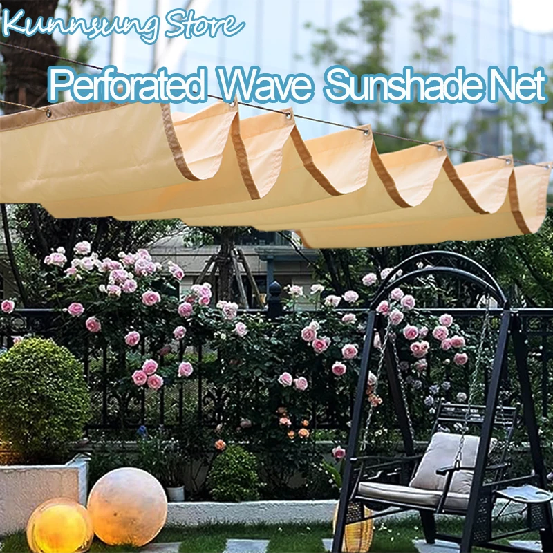 50cm Wave Sliding Awning Retractable Sunshade Waterproof Canopy for Patio Garden Pergolas