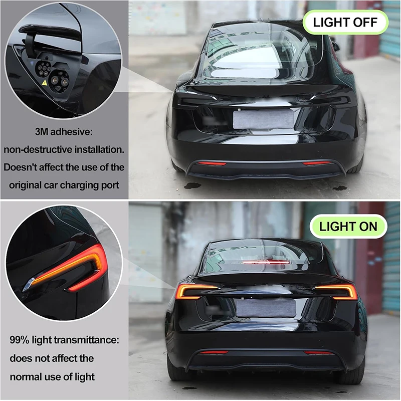 For Tesla Model 3 Highland 2024-2025 Blackout Tail Brake Light Cover Guard Bezels Reverse Tail Lamp Shell Accessories