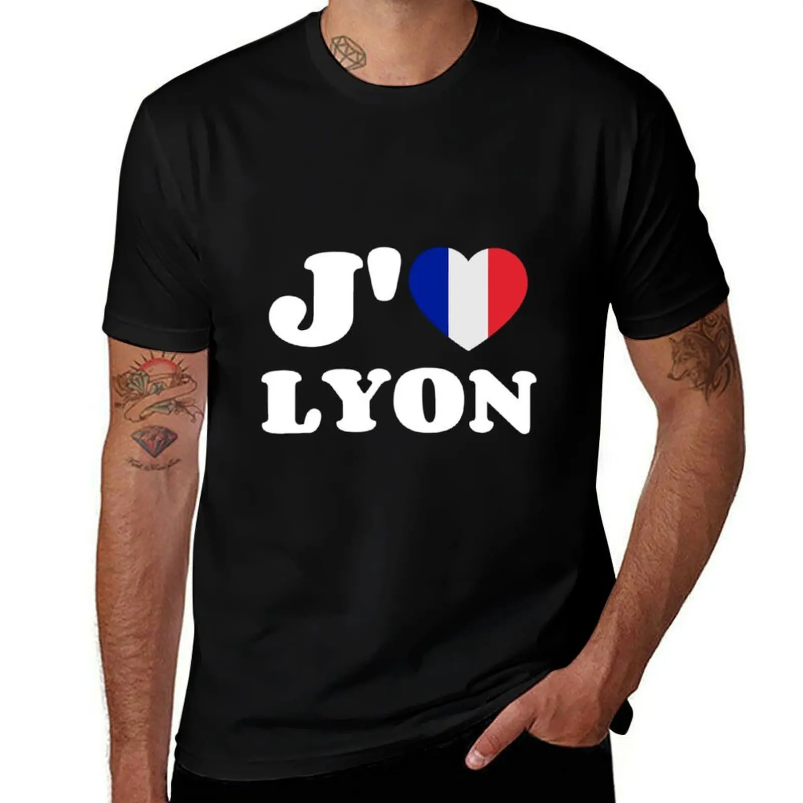 

J'aime Lyon France Flag French Heart I Love Lyon T-Shirt man tshirt man t shirts cotton T-Shirt