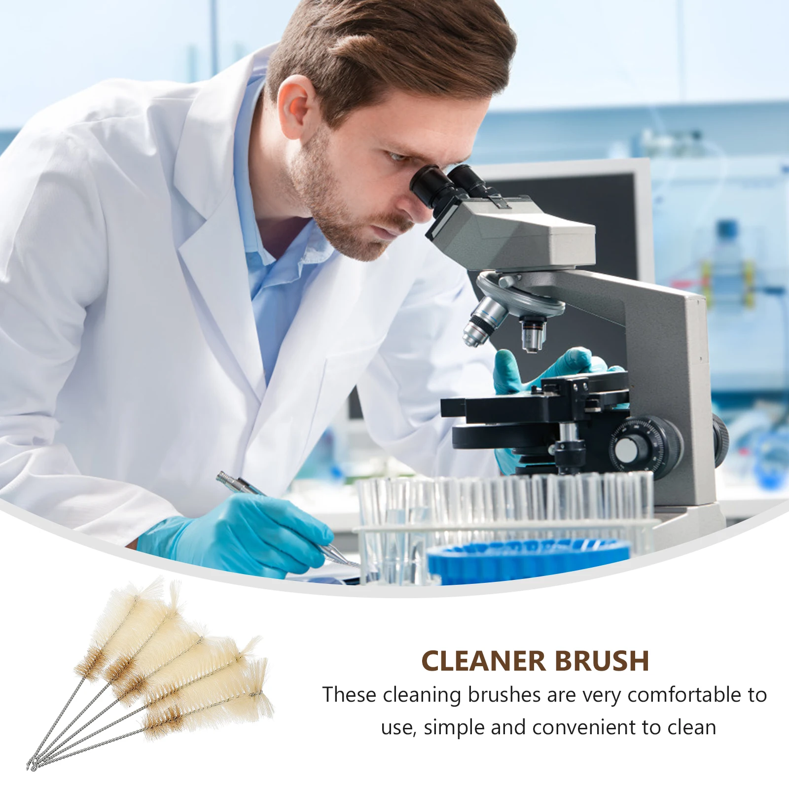 5 Pcs Tube Brush Erlenmeyer Flask Scratchless Bottle Cleaning Brushes for Lab Erlenmeyer Flask Brush Safe Practical