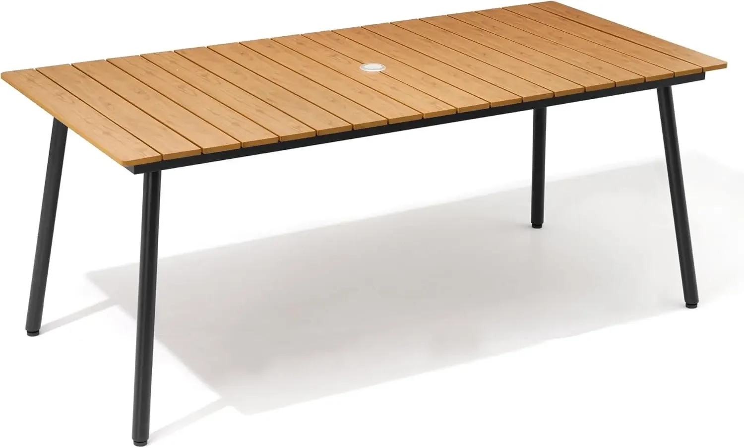 70' Patio Outdoor Dining Table for 4-6, Weather-Resistant Wood-Grain Top with Aluminum Frame