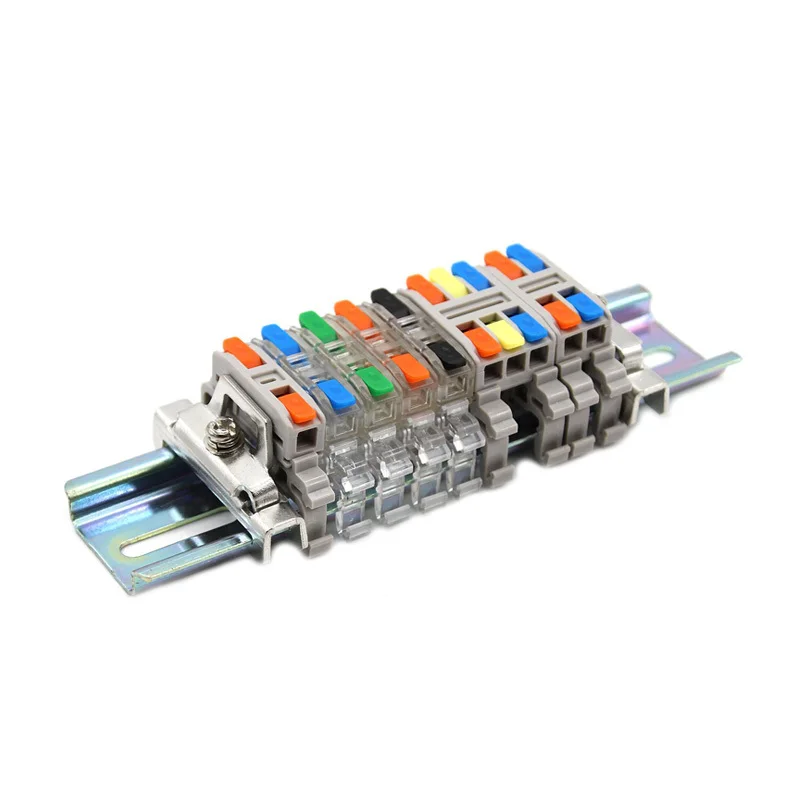 Mini Wire Electrical Connector 1 2 3 Pin Rail Guide Splicing Strip Lighting Quick Connectors Conductor Push In Terminal Blocks