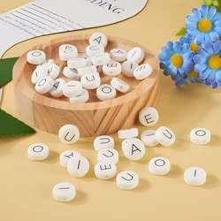 LOFCA Square letter loose silicone beads Flat beads for silicone necklaces DIY silicone teething necklaces silicone beads