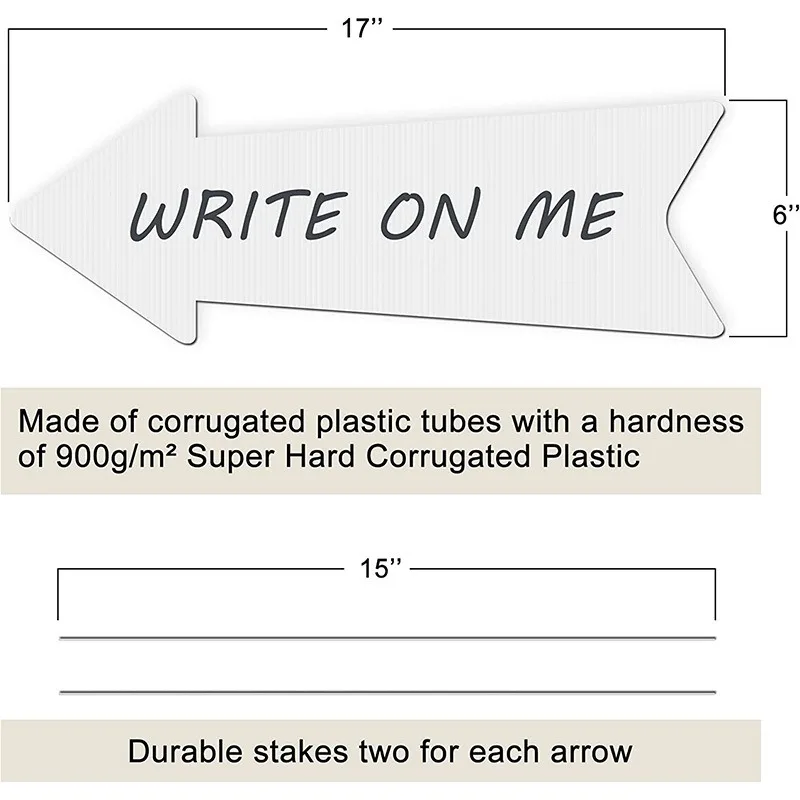 Blank Arrow Signs with Stakes 10 Pack 17 X 6 Inches Wedding Directional Yard Signs with Stakes This Way Arrow Yard Signs