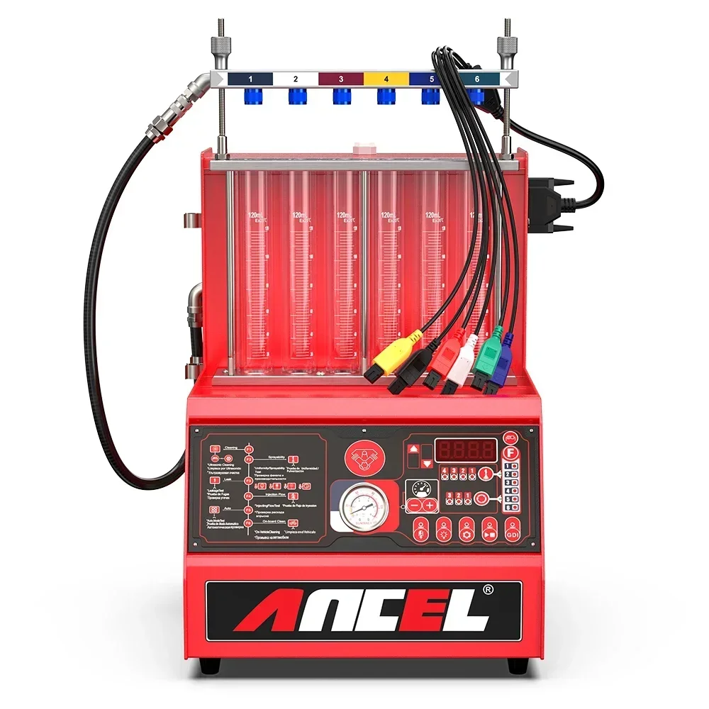 

ANCEL AJ600 GDI Injector Cleaner Fuel Injectors Resistance Leakage Test 6 Cylinder Ultrasonic Cleaning Car Injector Cleaner Tool