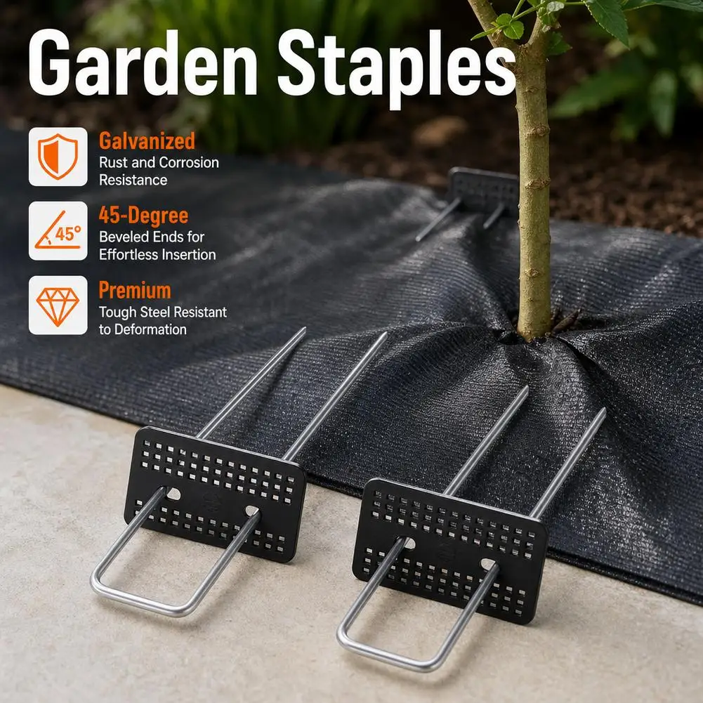 U-type Heavy Duty Galvanized Pins with Gaskets Landscape Staples Garden Stakes Spike Fence Stakes Turf Staple Tent Securing Pegs