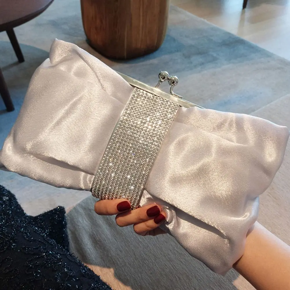 Luxury Chain Rhinestone Bow Handbag Diagonal Shoulder Bags Evening Party Purse Wedding Clutch Bag