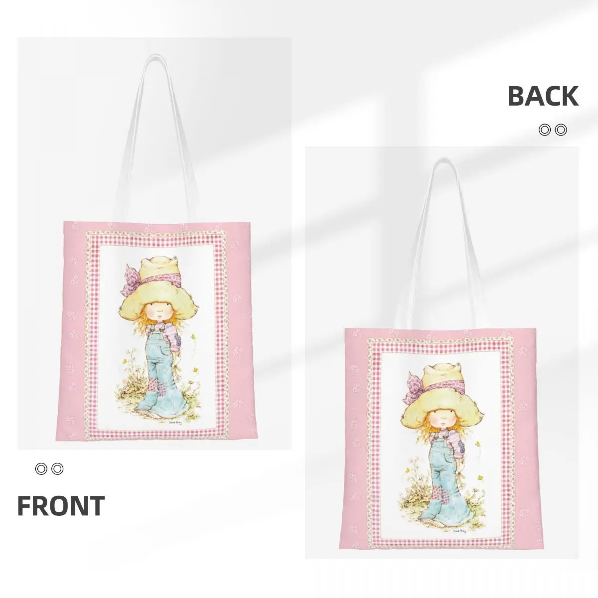 Cute Sarah Kay Girl Cartoon Canvas Handbag Tote Bags Merch Trendy For Woman Country Art Village Aesthetics Shoulder Bags