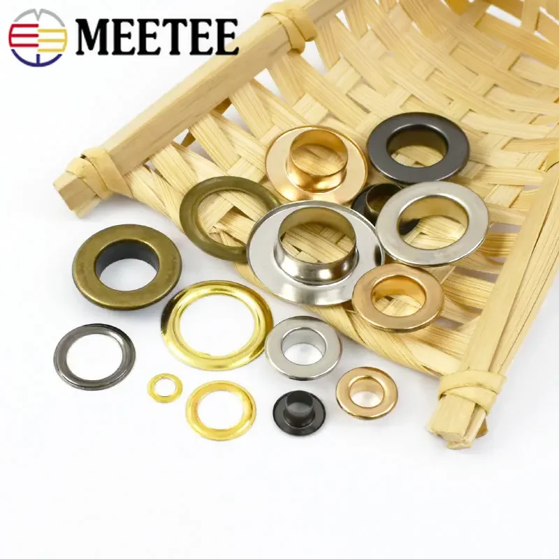 Meetee 50pc 3.5-15mm Pure Copper Eyelet Buckles O Ring Rivet DIY Bag Strap Belt Apparel Webbing Shoes Grommet Sewing Accessories