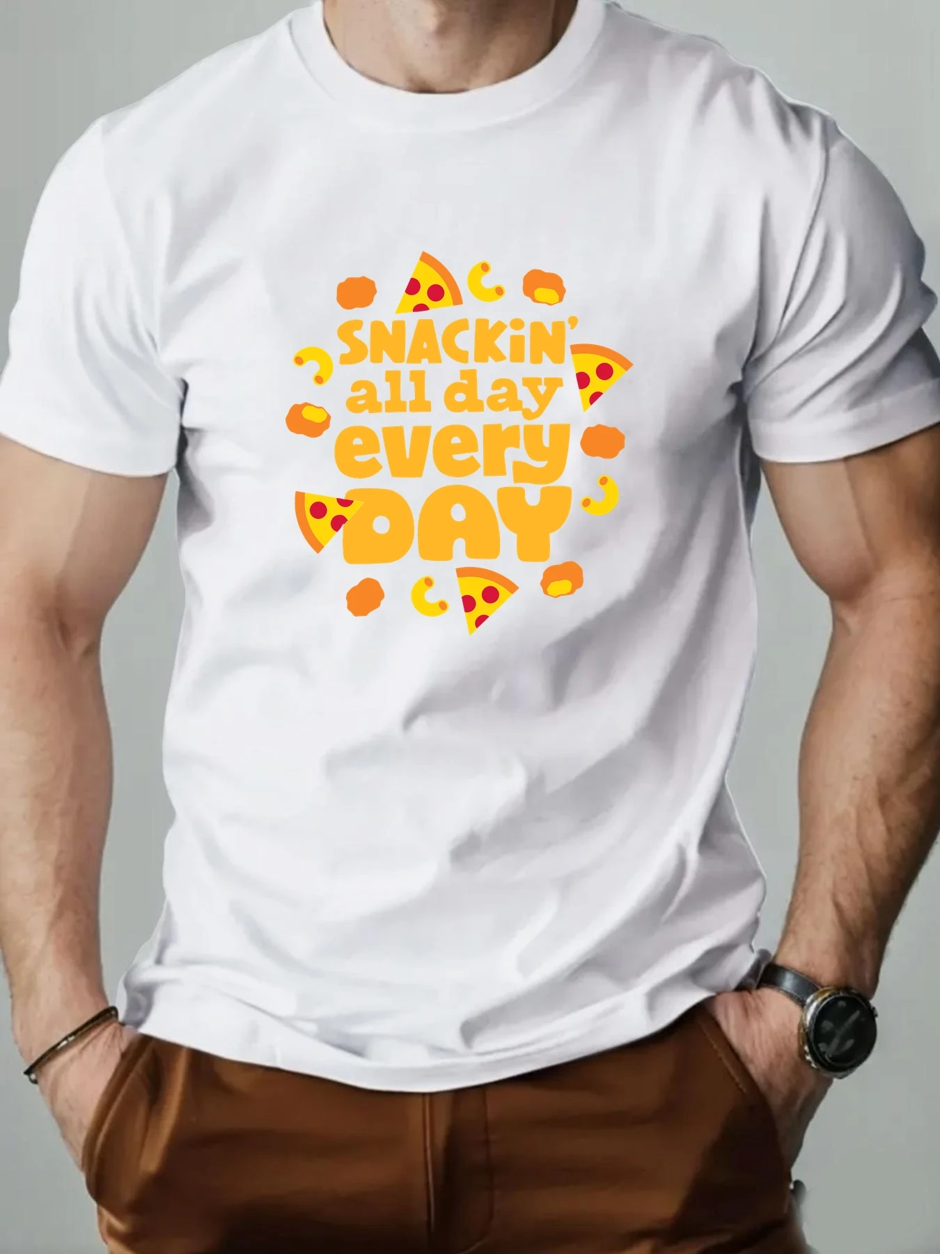 

Man Short Sleeve T-shirt Gourmet Food Cartoon Printing Men's Cotton O-Neck Casual Short Sleeve Summer Breathable Top Tees