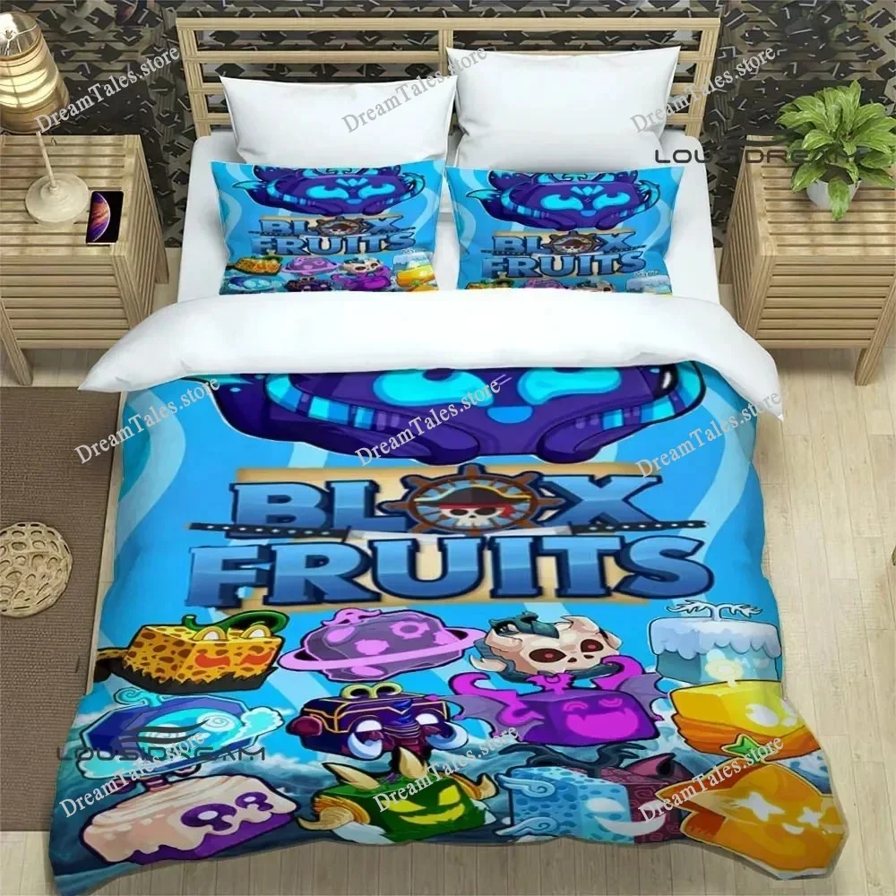 

New B-blox Fruits Bedding Set Single Twin Full Queen King Size Bed Set Adult Kid Bedroom Duvet Cover Sets 3D Print Game Anime741
