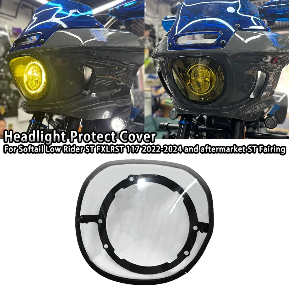 Motorcycle Yellow Headlight Protect Cover for Harley Softail Low Rider ST FXLRST 117 2022-2024 and aftermarket ST Fairing