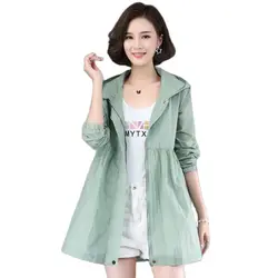 Medium Long Ladies Hooded Sun Protection Clothing Summer Clothes 2022 New Womens Korean Sunscreen Female Jacket UV Thin Coat 4XL