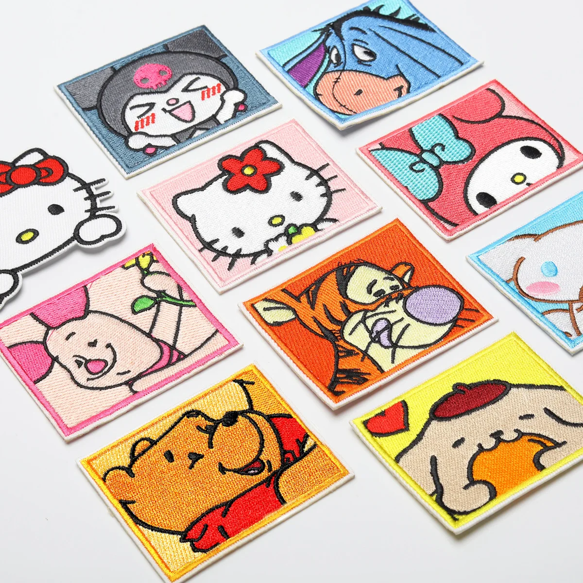 Miniso Sanrio Cat Embroidery Patches For Clothing Kawaii Anime Patches For Clothes DIY Iron on Patch On Clothes Stickers